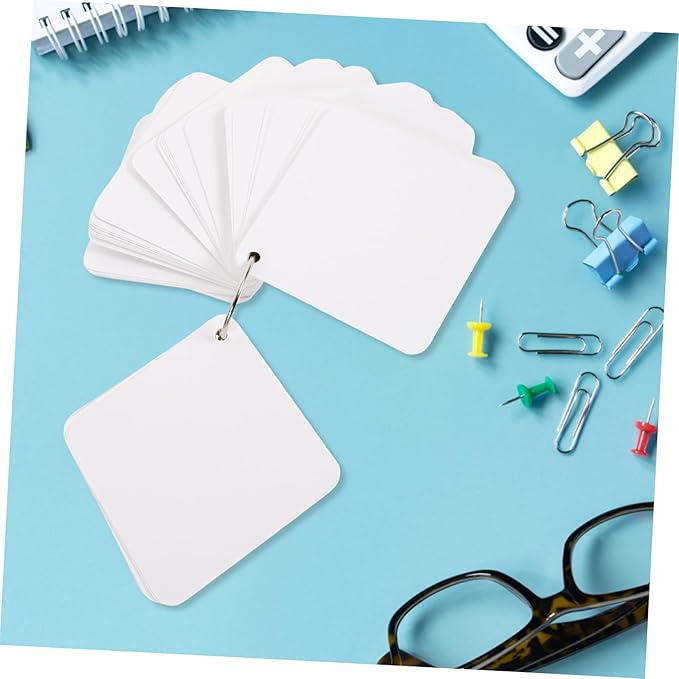 STOBOK Blank Flashcards Index Cards Rings Punched Studying Note Cards Hand Painting Memo
