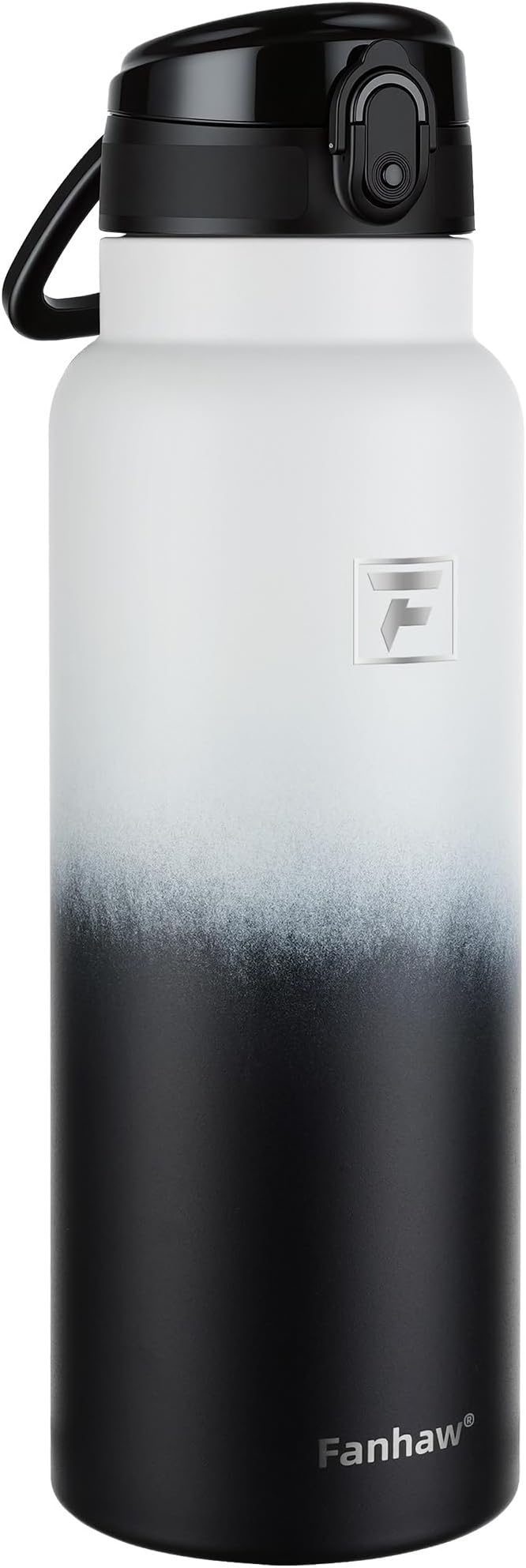 Fanhaw 40 Oz Insulated Stainless Steel Water Bottle with Chug Lid – Wide Mouth, Leak-Proof, BPA-Free – Ideal for Kids, Adults, Sports, Gym, and Outdoor Use (White Black)