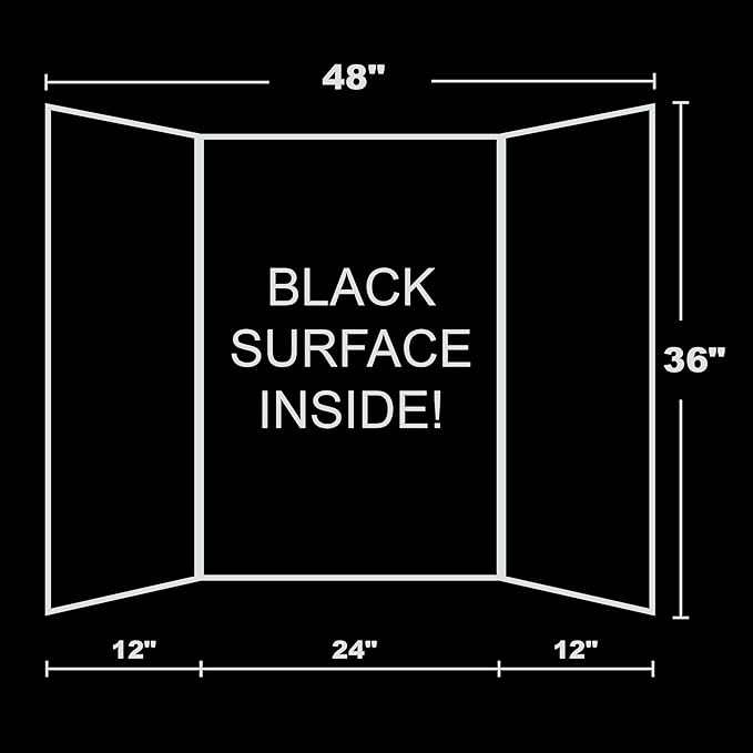 BAZIC Products Trifold Poster Board – Black Corrugated Cardboard Display Board for School Projects, Science Fairs, Photos, Charts, and Classroom Presentations, 36" X 48", 24-Pack