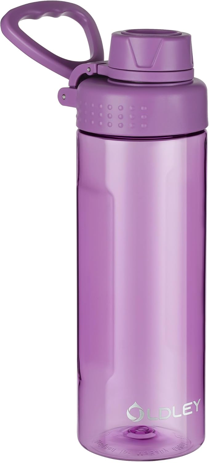 OLDLEY Water Bottles 20oz BPA Free Tritan Water Bottle with Carry Handle and Spout Lid, Leakproof Kids Water Bottle for Home,Travel, School, Outdoors, Dark Purple