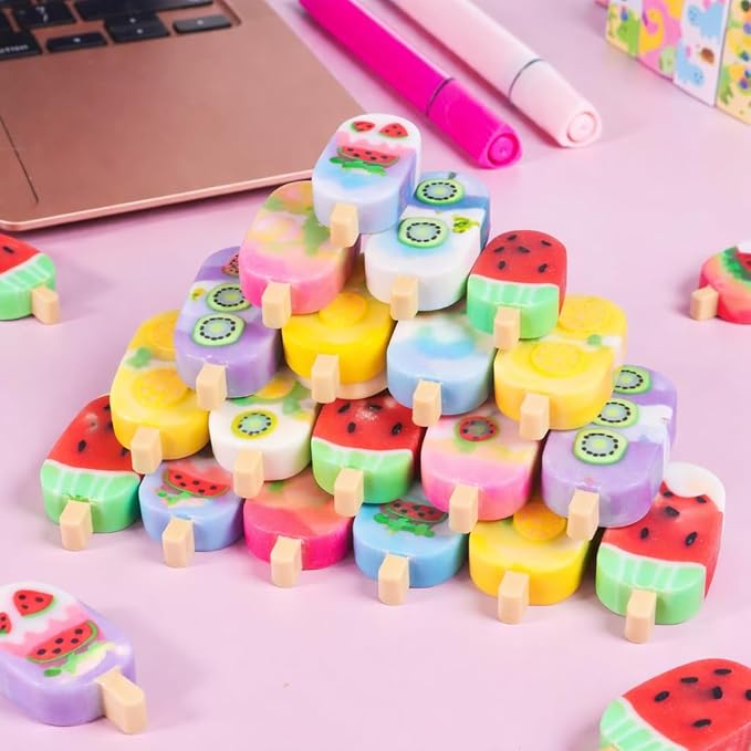 16 PCS Cute Fun ice Cream Erasers for Kids Bulk,Pencil Erasers for School, Party Favors, Classroom Prizes, Gift Bags, Birthday Goodie Bag Fillers