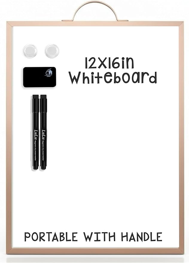 Magnetic Dry Erase Board 12x16 with Handle, Double Sided Portable Rose Gold Whiteboard for Home, Office, School & Kitchen