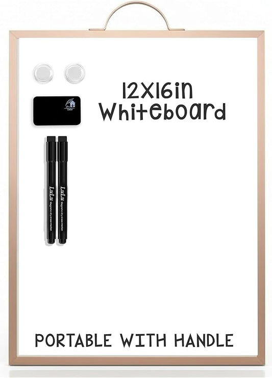 Magnetic Dry Erase Board 12x16 with Handle, Double Sided Portable Rose Gold Whiteboard for Home, Office, School & Kitchen
