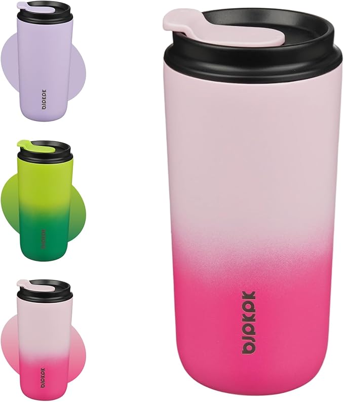 BJPKPK 16oz Insulated Tumbler with Lid,Travel Coffee Mug Stainless Steel,Leakproof Reusable Thermal Cup for Cold and Hot Drinks,Cherry Blossom