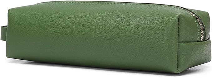Pencil Case Soft School Pencil Pouch Bag for Easy Carry Stylish and Durable (Green,Faux leather)
