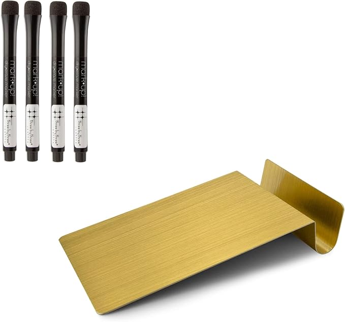 Three by Three Seattle Desktop to-Do Board: Conquer Chaos with Our Sleek 5.5 x 9 Inch Desk Organizer, Includes 4 Markers (Golden Board)