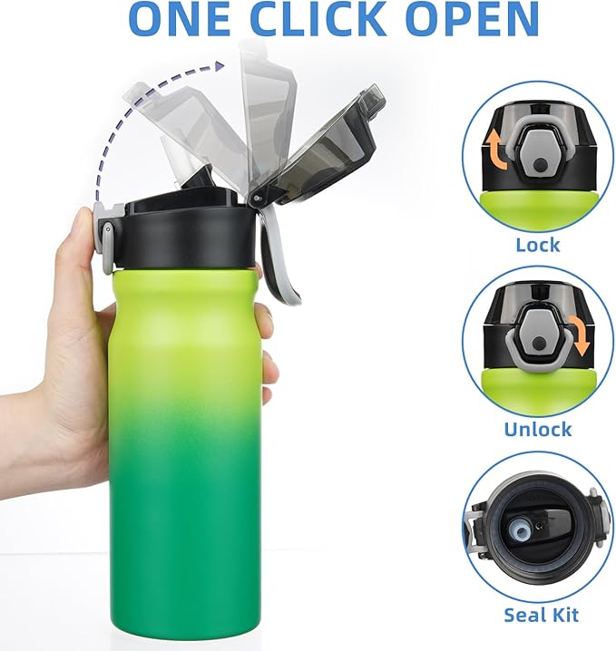 BJPKPK Stainless Steel Insulated Water Bottle with Straw Lid 18oz Reusable Metal Thermal Flask Bottles Keep Cold and Hot,Bamboo Grove