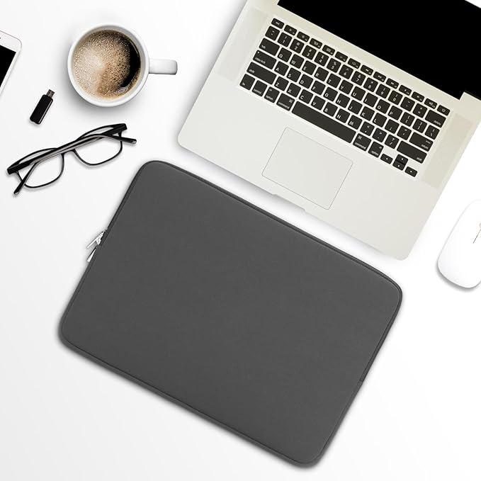 RAINYEAR Laptop Sleeve Case Compatible with 13.3 Inch Notebook Computer Tablet Chromebook 14" MacBook Pro/Max M1 M2 M3 M4 M5 Soft Cover Protective Case Zipper Carrying Bag(Gray)