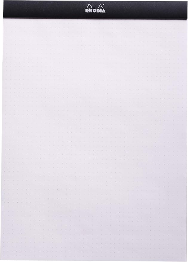 Rhodia Head Stapled Pad, No18 A4, Dot - Black ("8 1/4"" x 11 3/4""") (18559C)