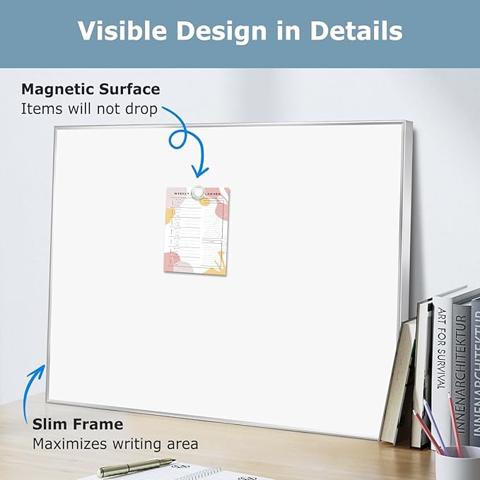 Large White Board, 36" x 24", Magnetic Dry Erase Board, Wall Hanging, for Home Office School, Silver Aluminum Frame
