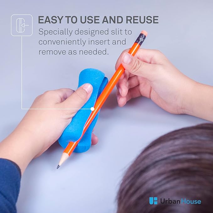 Soft Foam Pencil Grip for Kids and Adults, Open Slip Easy Insert Pen Paint Brush Holder for Right-Handed and Left-Handed Use