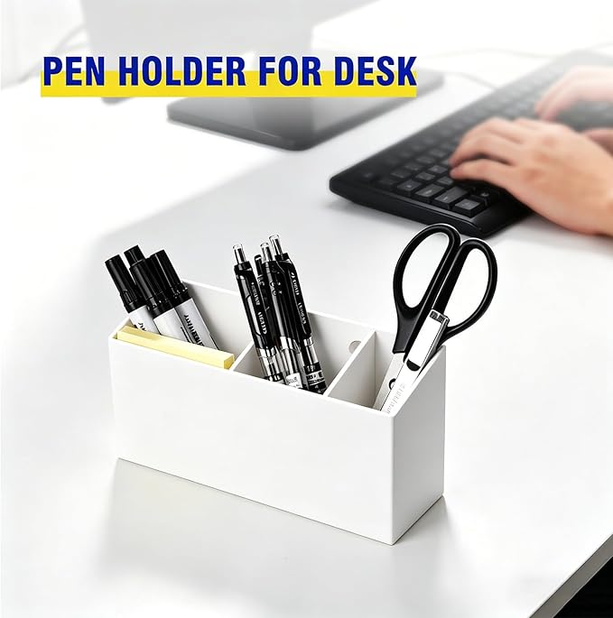 Magnetic Dry Erase Marker Holder for Whiteboard, Anti-slip Magnet Pen Holder for Fridge Refrigeator, Acrylic Pencil Holder for Classroom Teacher, Office Accessories, Locker Organizer(White)