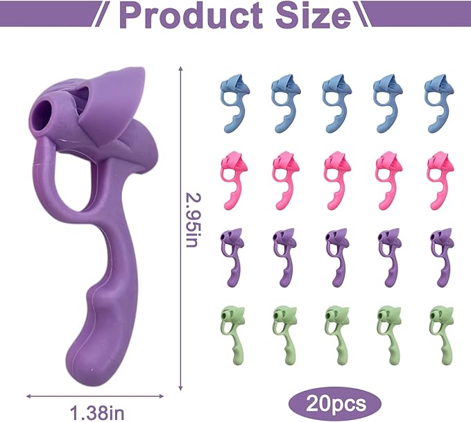 20Pcs Pencil Grips for Kids Handwriting,Pencil Grips for Toddlers, Adults, Preschooler, Special Education Supplies - Improve Handwriting Skills with Comfortable and Adjustable