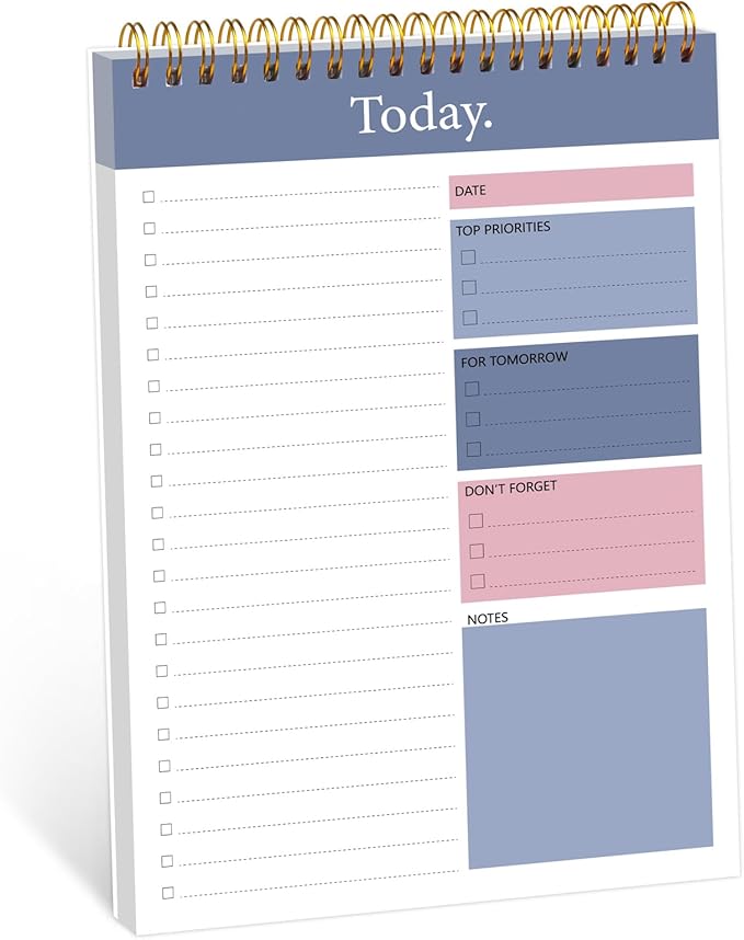 GOLDPEI To Do List Notepad - Daily Planner Notepad Undated 52 Sheets Tear Off, 6.5" x 9.8" Checklist Productivity Organizer with Hourly Schedule for Tasks