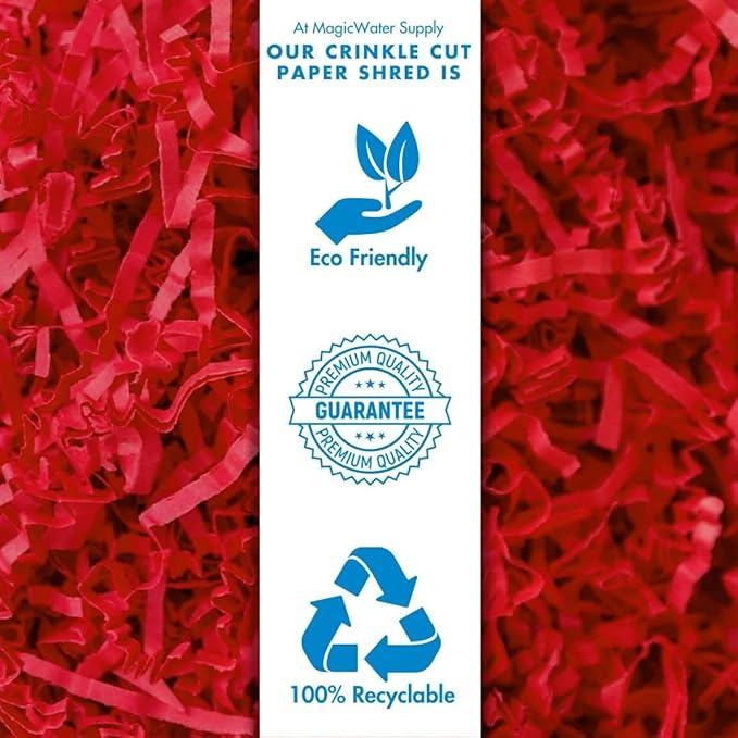 MagicWater Supply Soft & Thin Crinkle Cut Paper - 2 LB - Red - Paper Shred Filler for Gift Wrapping, Basket Filling, Birthdays, Weddings, Anniversaries, Valentines Day, and other occasions