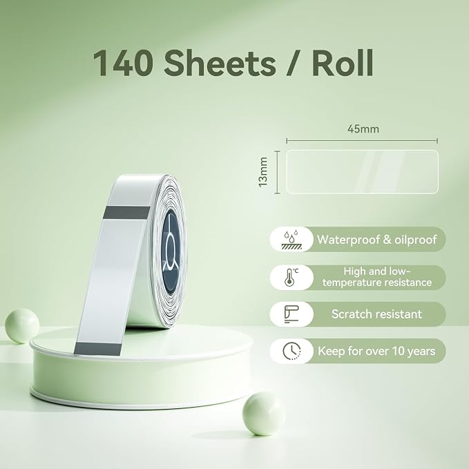 NIIMBOT Plant Label 13×45mm (0.51'' x 1.77''), Only for N1(B18) Label Maker | Suitable for Outdoor Indoor Plant Potted Tag, PET Material, Long Storage, Waterproof and High-Temperature Resistance, Clear