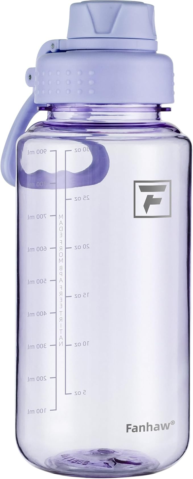 Fanhaw 32 oz Clear BPA-Free Tritan Water Bottle with Fast-Flow Spout Lid, Leakproof Wide-Mouth Reusable Bottle for Gym, School & Office (Amethyst)