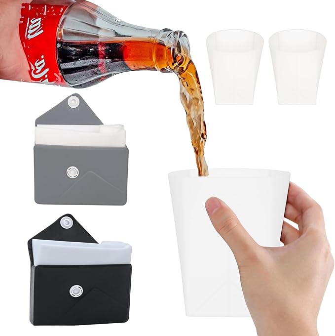 2-Pack Collapsible Travel Cups, Reusable Leak-Proof Foldable Water Cups for Camping, Hiking, Gym – Compact Pocket Design, Portable & Space-Saving