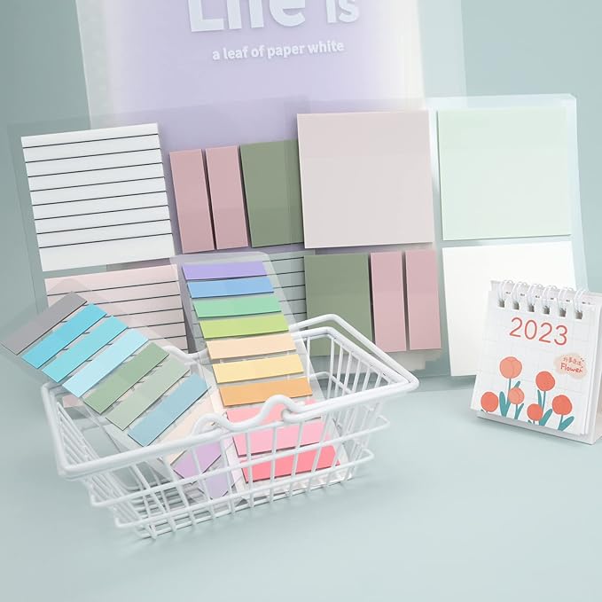 Temiary 1000 Sheets Transparent Pastel Sticky Notes with Lines, 3 x 3 inch Clear Sticky Note Waterproof See Through Memo Pad, Translucent Writable Index Book Tabs for Annotating Supplies