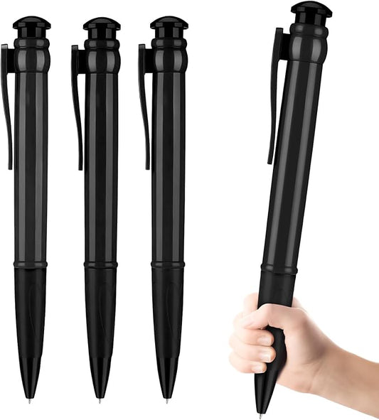 Jumbo Pens 11.3'' - Giant Pens for Birthday Party Favors, Funny Gag Gifts 3 Pack Black
