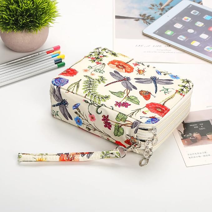 72 Slots Pencil Case Organizer w/Removal Handle Strap | 3-Layer Zipped Pencils Box Large for Colored Pencils Watercolor Pencils for Office and Travel for Artist