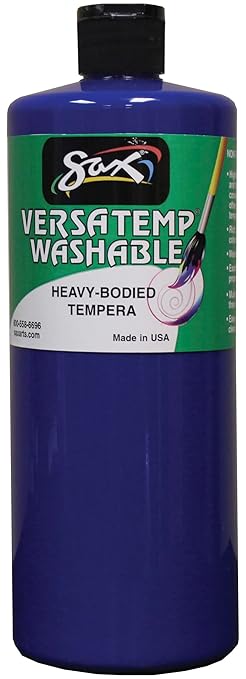 Sax Washable Versatemp Heavy Bodied Tempera Paint, Primary Blue, 1 Quart
