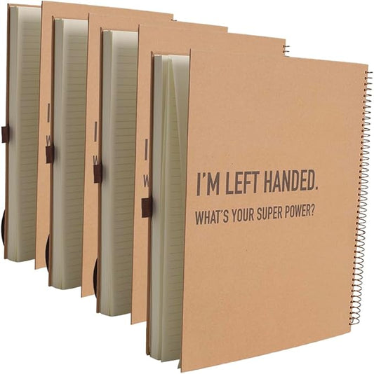 Urby Left Handed Notebooks College Ruled, 160 Pages 1 Subject, Hard Cover, Size 11" X 9", Ideal Gifts For Left Handed People. (Premium Paper 4 Pack)