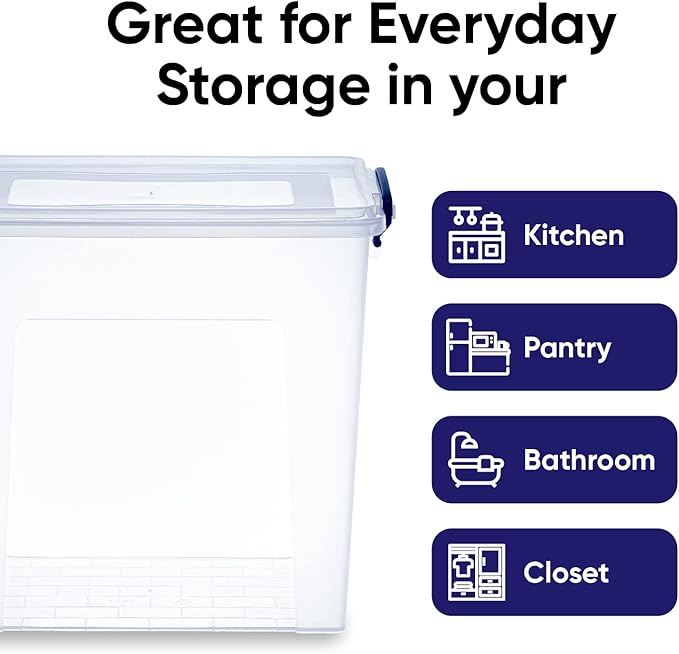 Superio Storage Bins with Lids- Clear Boxes for Organizing, Stackable Plastic Containers- BPA Free, Non-Toxic, Odor Free, Organizer for Home, Office, Dorm, 14.25 Qt, 3 Pack