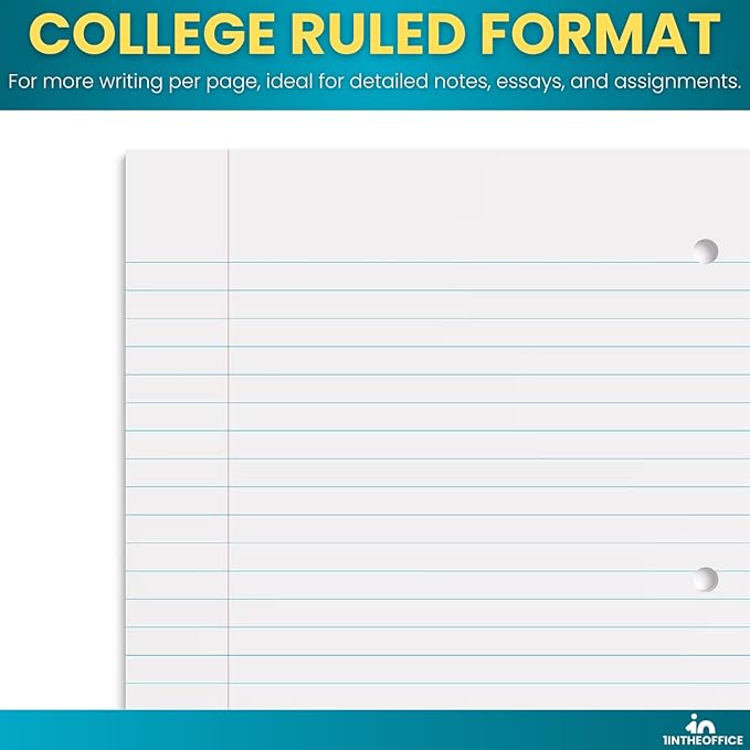 1InTheOffice Spiral Notebook College Ruled 10.5 x 7.5, 1-Subject College Ruled Notebooks, Wirebound Spiral Notebooks, 3-Hole Punched, 70 Sheets, Assorted Colors, 8 Pack