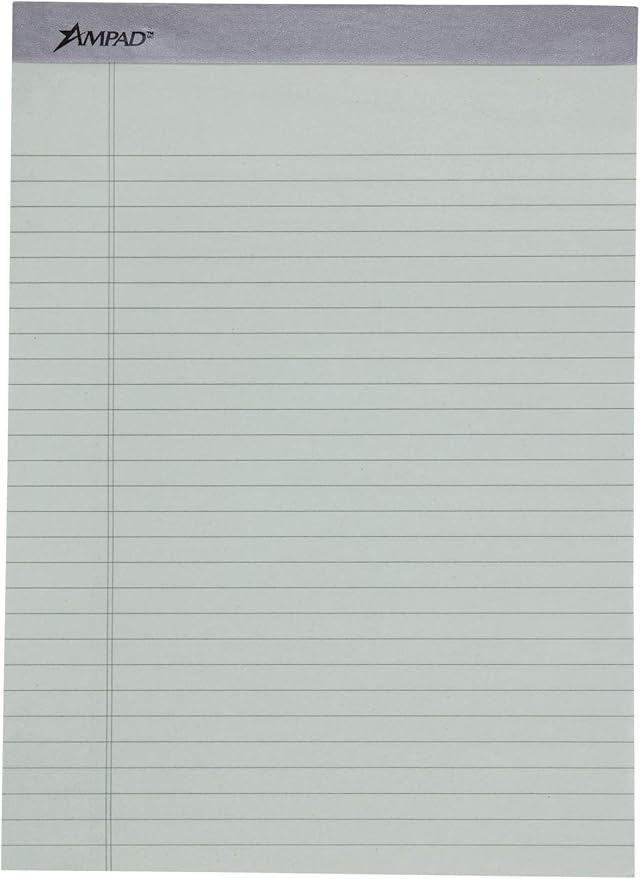 Ampad Evidence Pastel Perforated Pad, Size 8-1/2 x 11-3/4, Assorted ( Blue, Gray, Orchid), Legal Ruling, 50 Sheets per Pad, 6 Pack (20-602R)