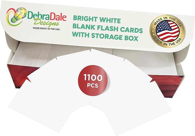 MADE IN USA – Debra Dale Designs White Mini Index Cards – Unpunched, Best Value, Box with Lid – Blank 2x3.5" Notecards for Sight Words & Office Notes