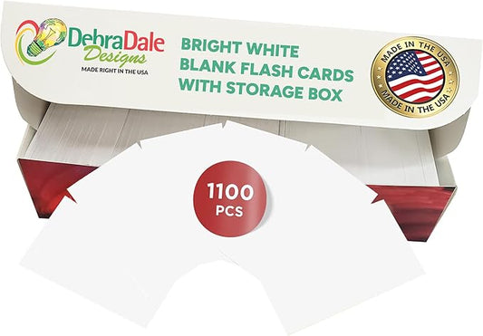 MADE IN USA – Debra Dale Designs White Mini Index Cards – Unpunched, Best Value, Box with Lid – Blank 2x3.5" Notecards for Sight Words & Office Notes