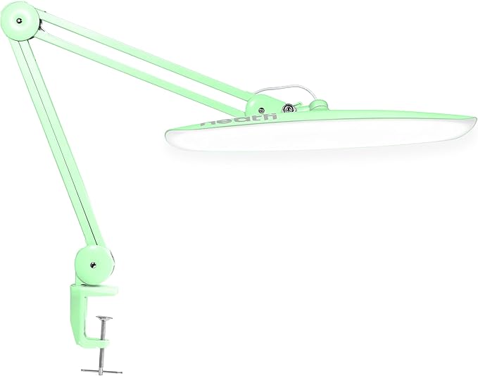 Neatfi XL 2200 Lumens 24W LED Desk Lamp – Shadow-Free Task Lighting | 4-Level Dimming | Home Office & Crafts Use | 20-Inch Wide Head (Midnight Green, Non-CCT with Clamp)