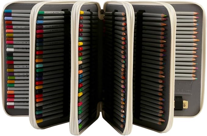 Portable Colored 250 Slots Pencil case Organizer with Printing Pattern for Watercolor Pens or Markers, Pencil Case Organizer for Artist