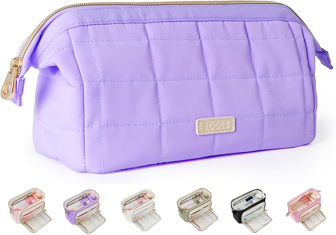 Sooez Large Pencil Case Pouch, Soft Pencil Bag with Zipper, Pen Bag Wide Opening, School Supplies Cute Pencil Case for Girls Boy Men Women, Purple