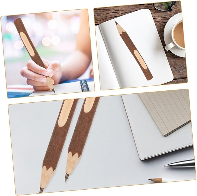 FOMIYES Wooden Ballpoint Pens 10pcs 17cm Tree Bark Texture Biodegradable Multi-function Writing Supplies for Office School Home Use