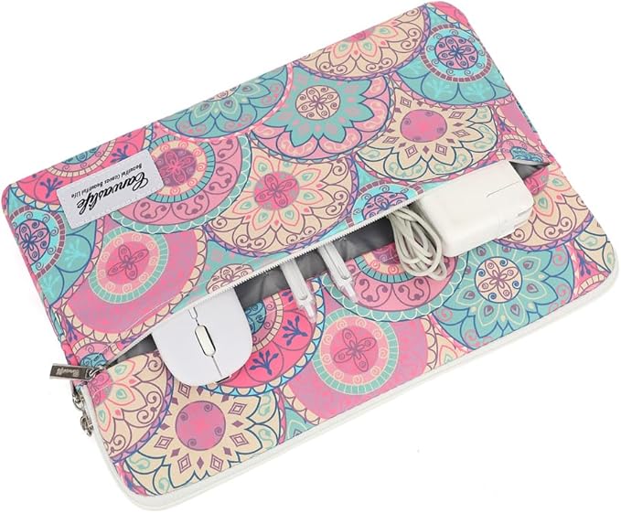 Canvaslife 14 Inch Laptop Case, Shockproof Protective Notebook Sleeve Cover Bag with Accessory Pocket, Durable Carrying Laptop Sleeve Compatible for MacBook HP Lenovo Dell Asus Acer (Bandanna)