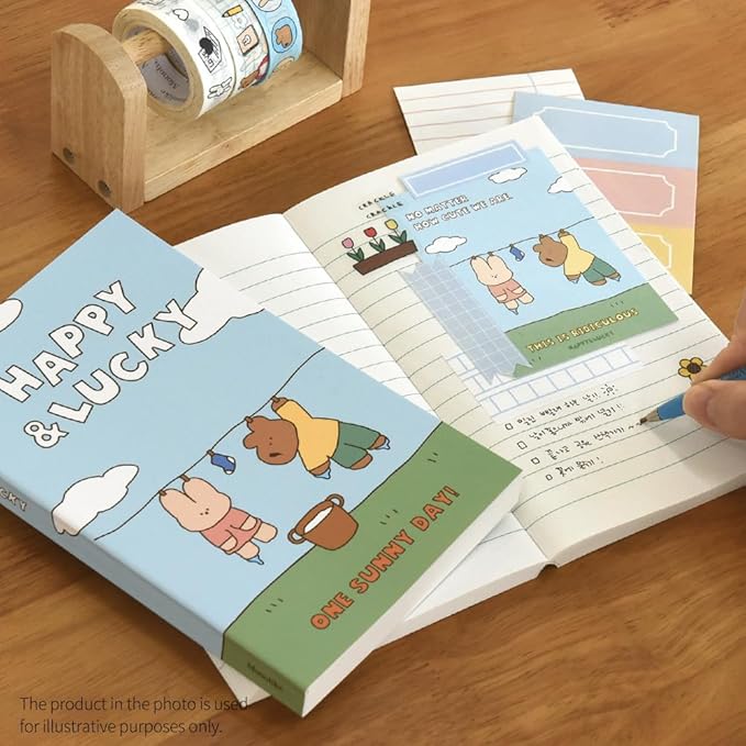 Monolike Happy and Lucky Littles Paperback Line Notebook - 02. Love pizza_Design note, Mini note, Simple note, Notebook, 192 Pages, 4.13x6.69