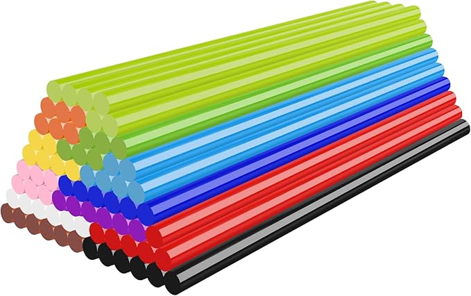 72 Pack Colored Hot Glue Sticks Bulk, 8 x 0.27in 12 Colors Hot Glue Sticks Mini for Hot Glue Gun, Wax Seal Stamp Crafting DIY Art Cards Decoration, Car Dent Repair