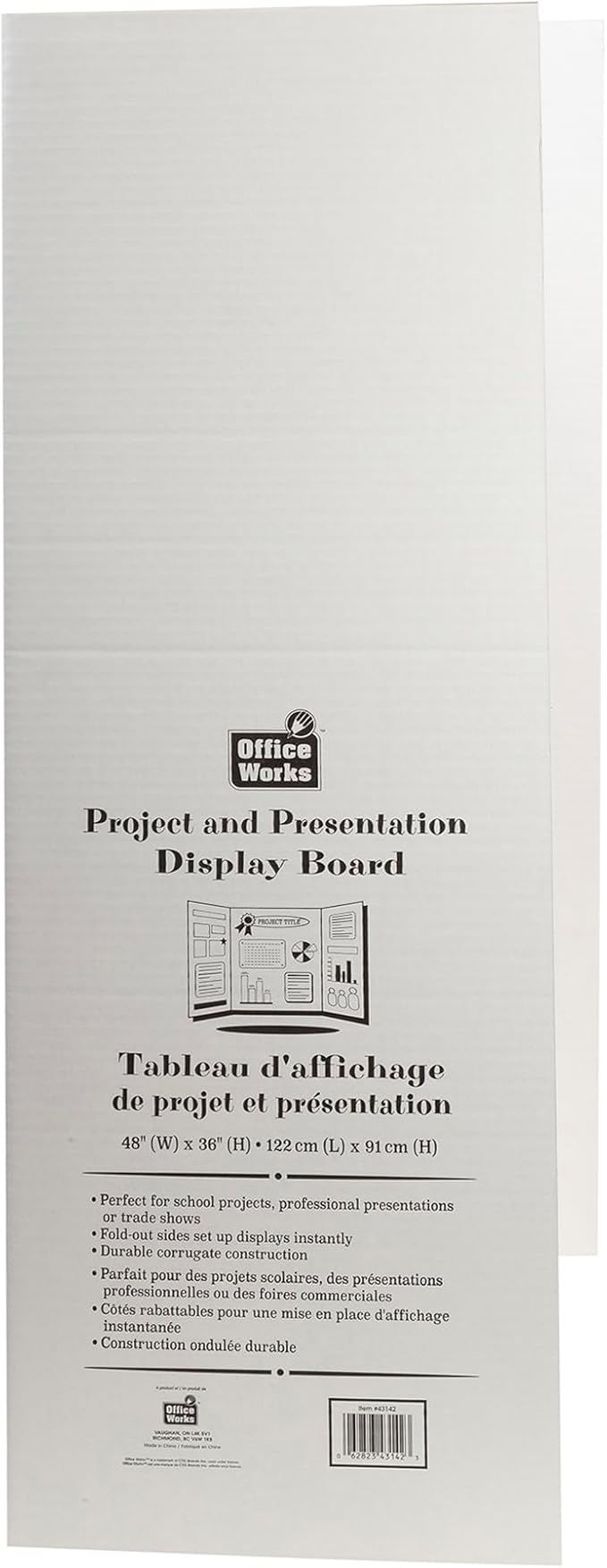 Desk Tech Large Tri-Fold Presentation Board - 36 x 48 inches - Sturdy Corrugated Paper - White - Perfect for School Projects, Exhibitions, Workshops, 4 Pcs