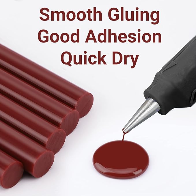 ENPOINT Wine Red Hot Glue Sticks Full Size, 8" Long x 0.43" Dia 36 Pack Hot Melt Glue Sticks Bulk, Wine Red Adhesive Glue Sticks Standard for Crafting DIY Art School Gluing Project Repair Sealing