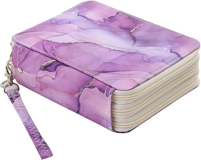 72 Slots Pencil Case Organizer w/Removal Handle Strap | 3-Layer Zipped Pencils Box Large for Colored Pencils Watercolor Pencils for Office and Travel for Artist