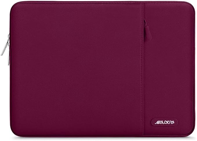 MOSISO Laptop Case 15 inch, 15 inch Laptop Sleeve Compatible with MacBook Air M5 A3448 M4 A3241 M3 A3114 M2 A2941 2026-2023, Dell XPS, Polyester Vertical Computer Sleeve Bag with Pocket, Wine Red