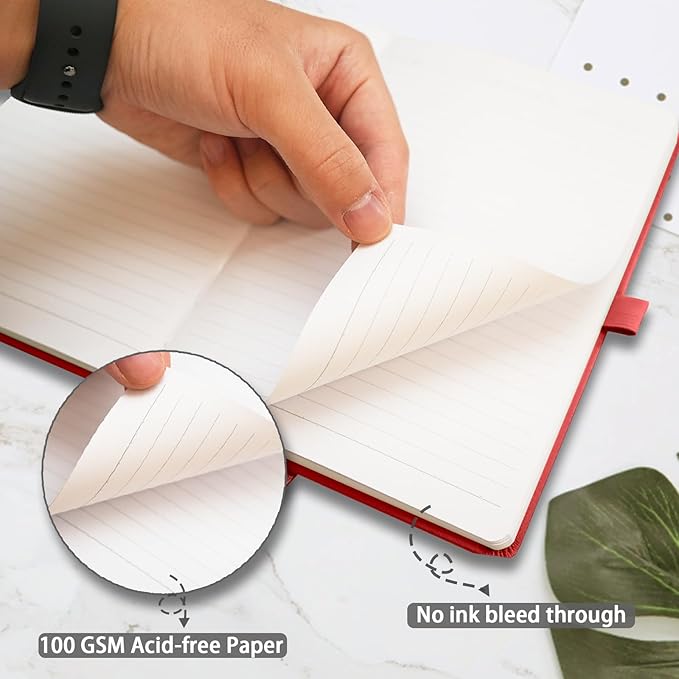 Heture Hardcover Notebooks, A5 Lined Journals Notebook for Writing 160 Pages, 8.2 x 5.5 inch, Classic Ruled Notebooks for College/Work/Travel(Lined-3 Pack, Red)