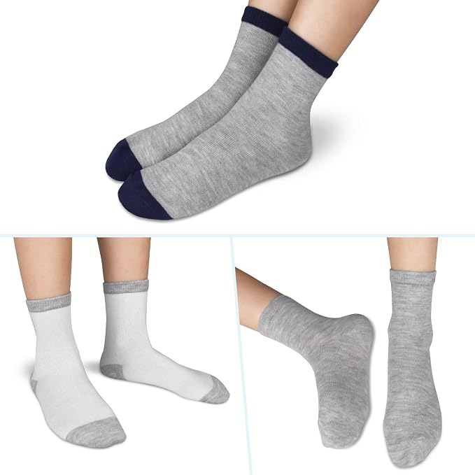 GENTABY Kids Socks 24 pairs Cozy Athletic Crew Socks for Boys and Girls(1-13Years)