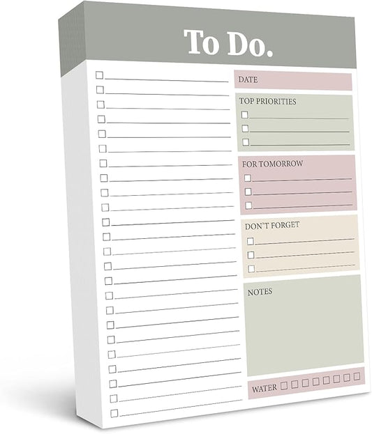 Spakon 300 Sheets Daily to Do List Notepad Notebook Library Card to Do Planner Checklist Memo Writing Pad Schedule Reminder Office Homework Planner for Task, 6" x 8 (Elegant,White,Olive Green)