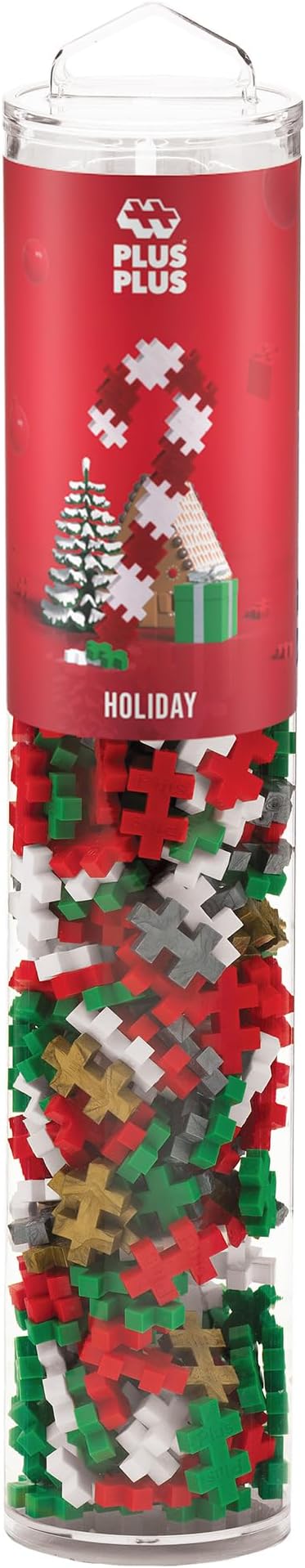 PLUS PLUS 240 Piece Holiday Mix Tube - Mini Interlocking Building Blocks Set, Stem Toys for Kids - Sensory Bin Fillers/Math Manipulatives Classroom Must Haves Gifts for Boys & Girls