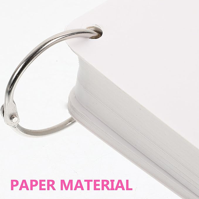 Generic Blank Flash Cards with Binder Rings, 200 Pre-Hole Punched White Index Cards 10X10Cm Multipurpose Notecards for Studying, Note Taking, and DIY Organization
