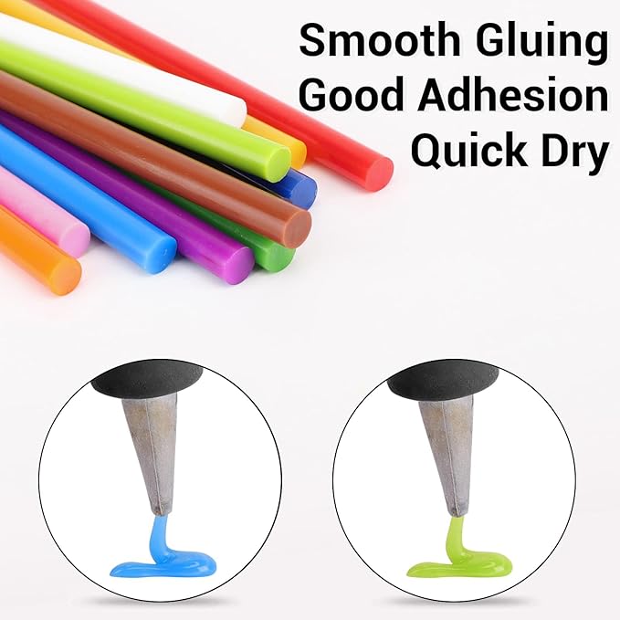 ENPOINT Colored Hot Glue Sticks Full Size, 8" Long x 0.43" Dia 36 Pack Hot Melt Glue Sticks Bulk, Color Adhesive Glue Sticks Standard for Crafting DIY Art School Gluing Project Repair Sealing
