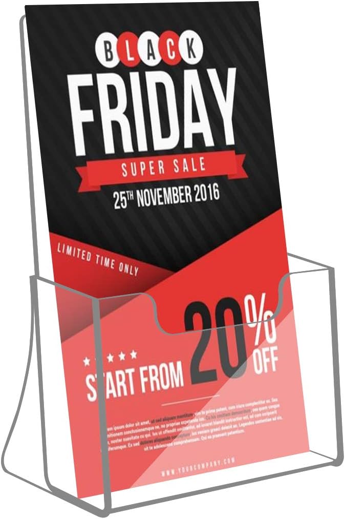 NIUBEE 6 Pack 8.5'' x 5.5'' Acrylic Bi-fold Brochure Holder,Clear Plastic Counter top Flyer Organizers
